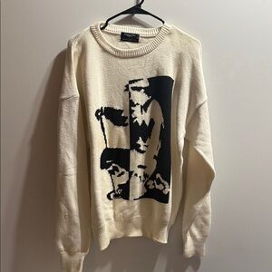 Dior Cream Crewneck with Black Graphic Motif